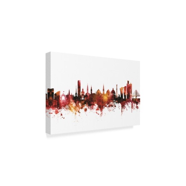 Michael Tompsett 'Copenhagen Denmark Skyline Red' Canvas Art,22x32